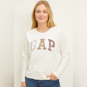GAP Cream Sweatshirt with Glitter Logo